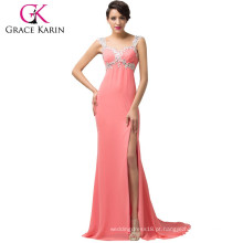 Grace Karin Sweetheart Split Leg Pink Beaded Long Vestidos de noite formal CL6113-1 #